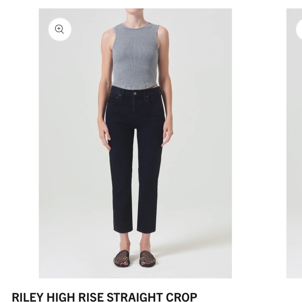 Agolpe High Rise Straight Crop Black Jeans 26